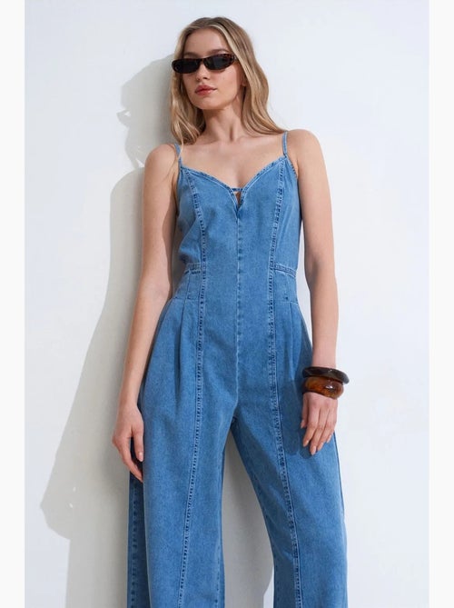 Combinaison en denim à jambes larges dilvin - Kiabi Combinaison en denim à jambes larges dilvin - Kiabi
