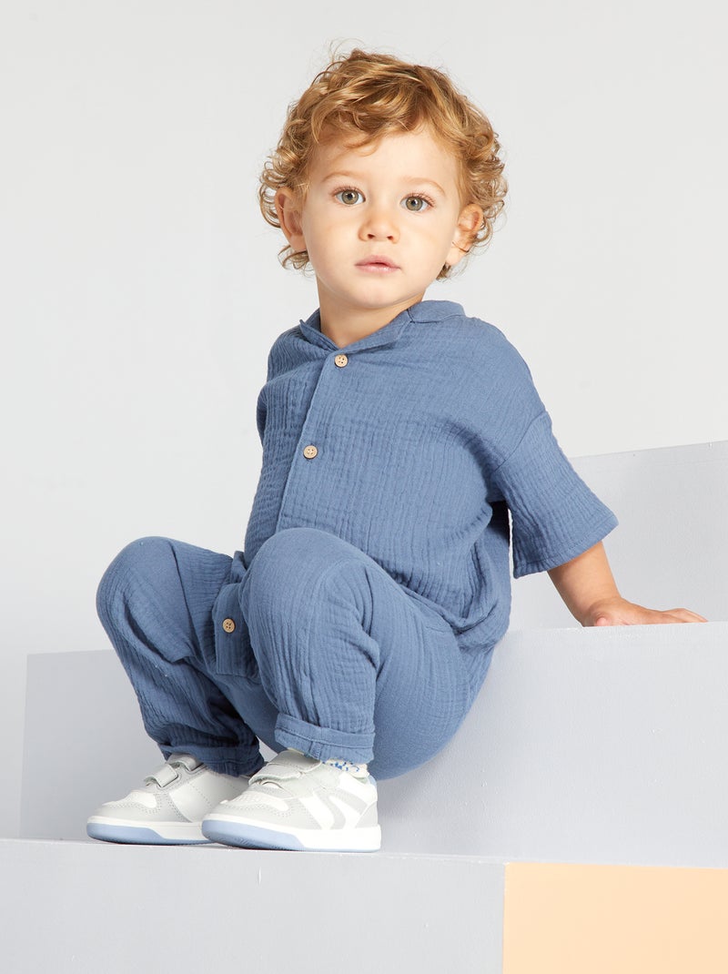 Combinaison en gaze de coton Bleu - Kiabi