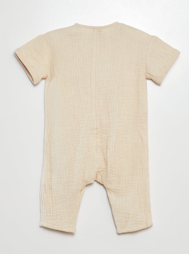 Combinaison en gaze de coton broderies 'oies' BLANC - Kiabi