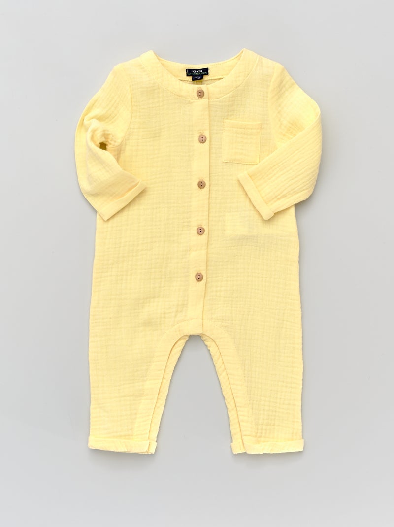 Combinaison en gaze de coton jaune - Kiabi