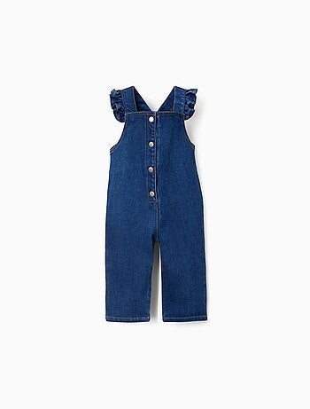 Combinaison en jean à bretelles volantées