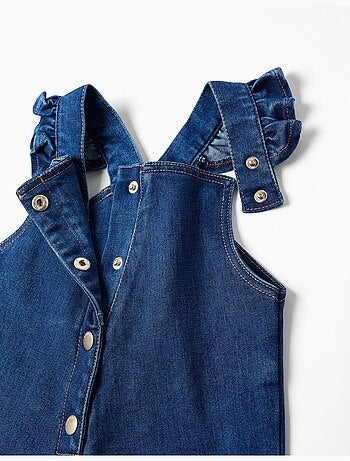 Combinaison en jean à bretelles volantées