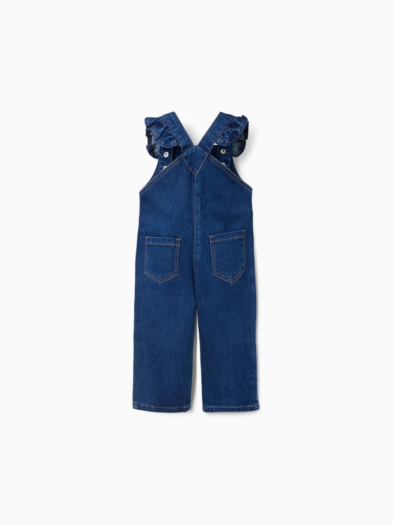 Combinaison en jean à bretelles volantées Bleu Bleu - Kiabi