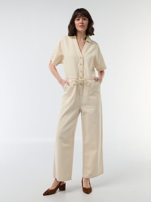 Combinaison en jean à manches courtes - Kiabi