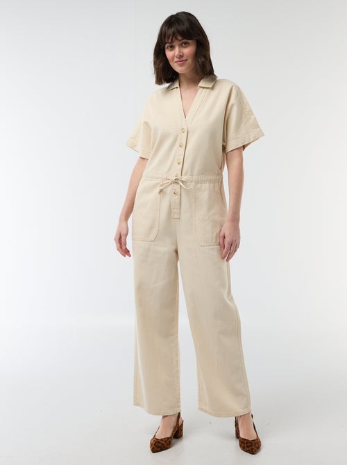 Combinaison en jean à manches courtes - Kiabi