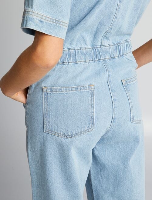 Combinaison en jean à manches courtes - Kiabi
