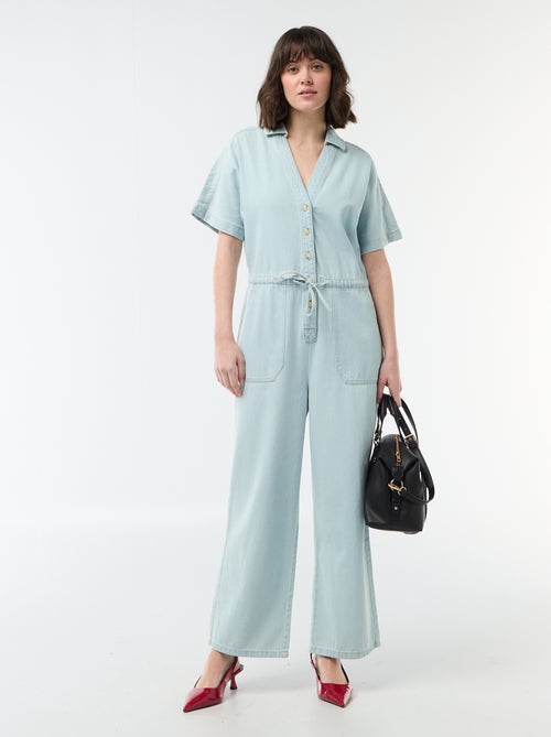 Combinaison en jean à manches courtes - Kiabi