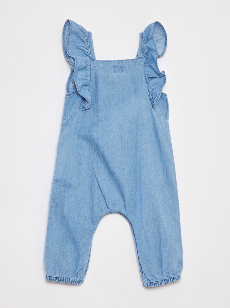 Combinaison en jean avec bretelles volantées Bleu - Kiabi