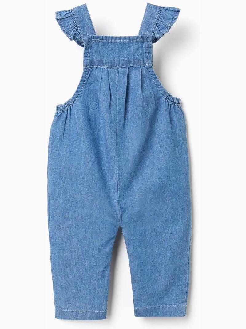 Combinaison en jean avec fleurs brodées Bleu Bleu - Kiabi