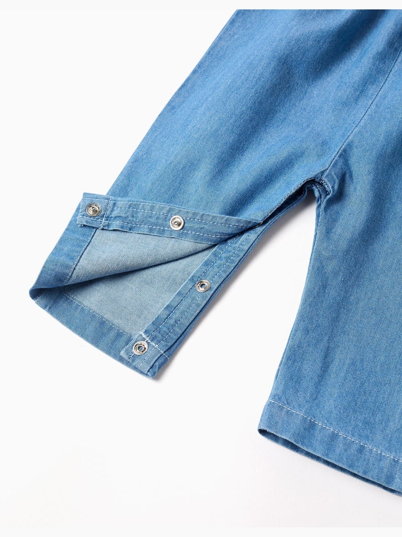 Combinaison en jean avec fleurs brodées Bleu Bleu - Kiabi