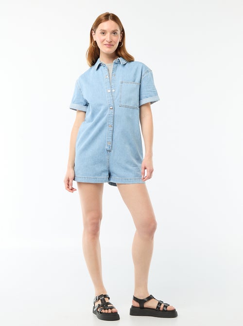 Combinaison en jean courte - Kiabi