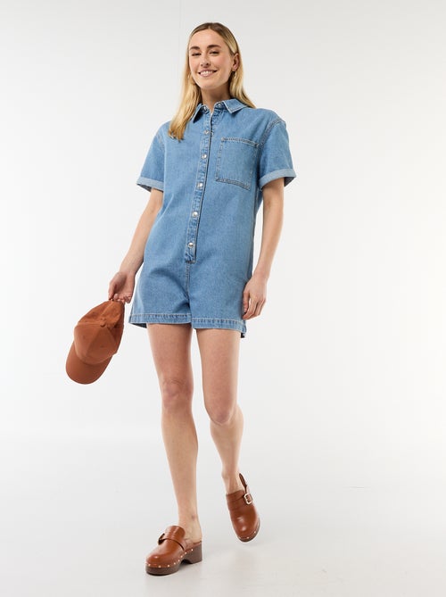 Combinaison en jean courte - Kiabi