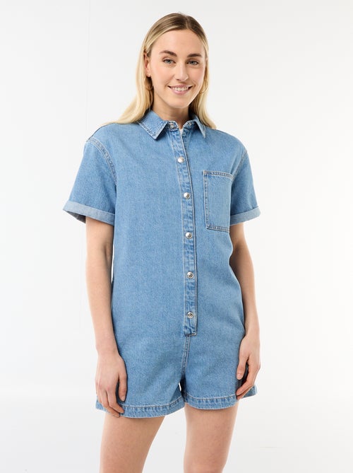 Combinaison en jean courte - Kiabi