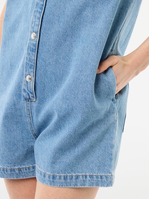 Combinaison en jean courte - Kiabi