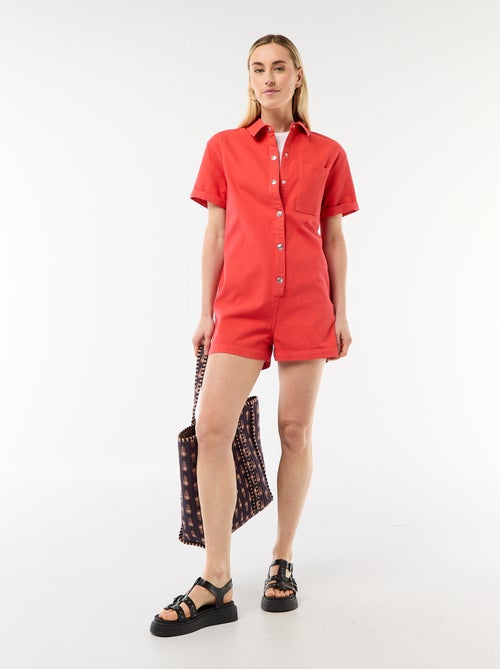 Combinaison en jean courte - Kiabi