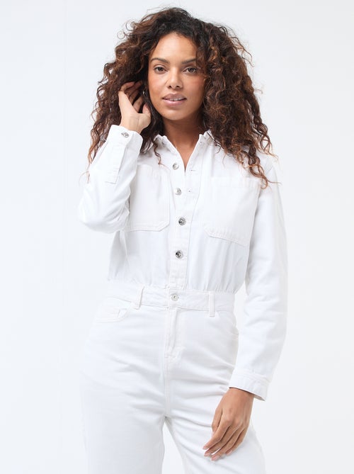 Combinaison en jean manches longues - Kiabi