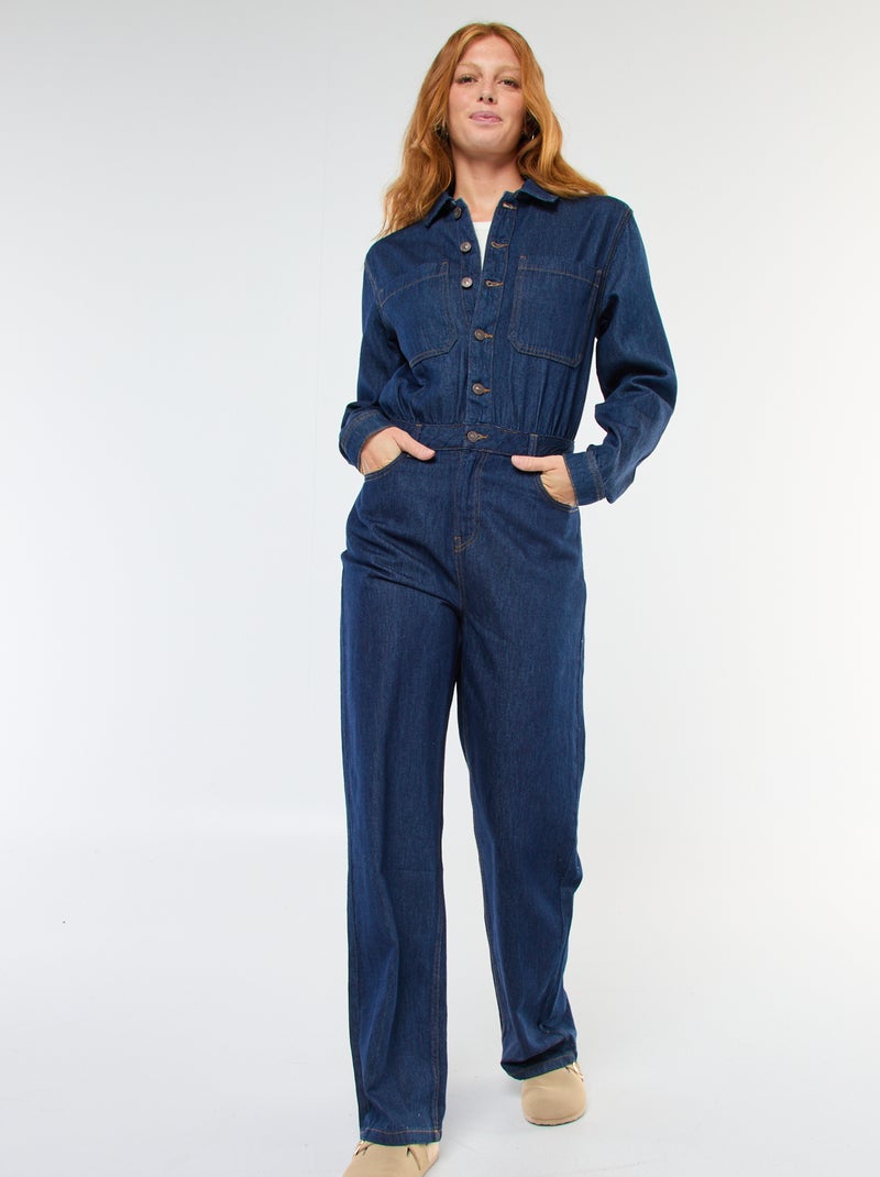 Combinaison en jean manches longues Bleu - Kiabi