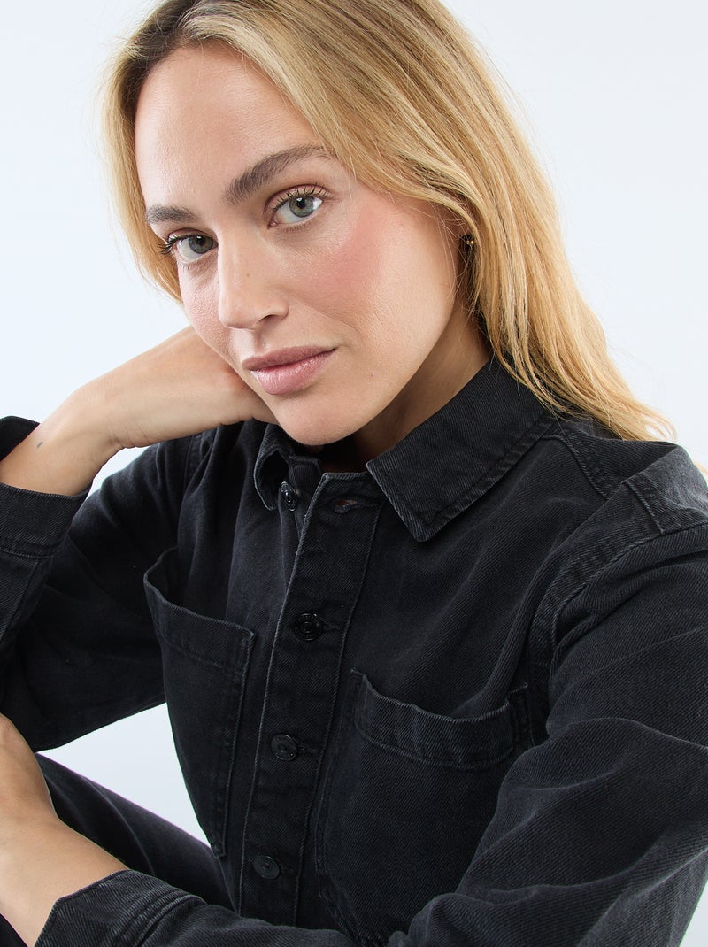 Combinaison en jean manches longues Noir - Kiabi