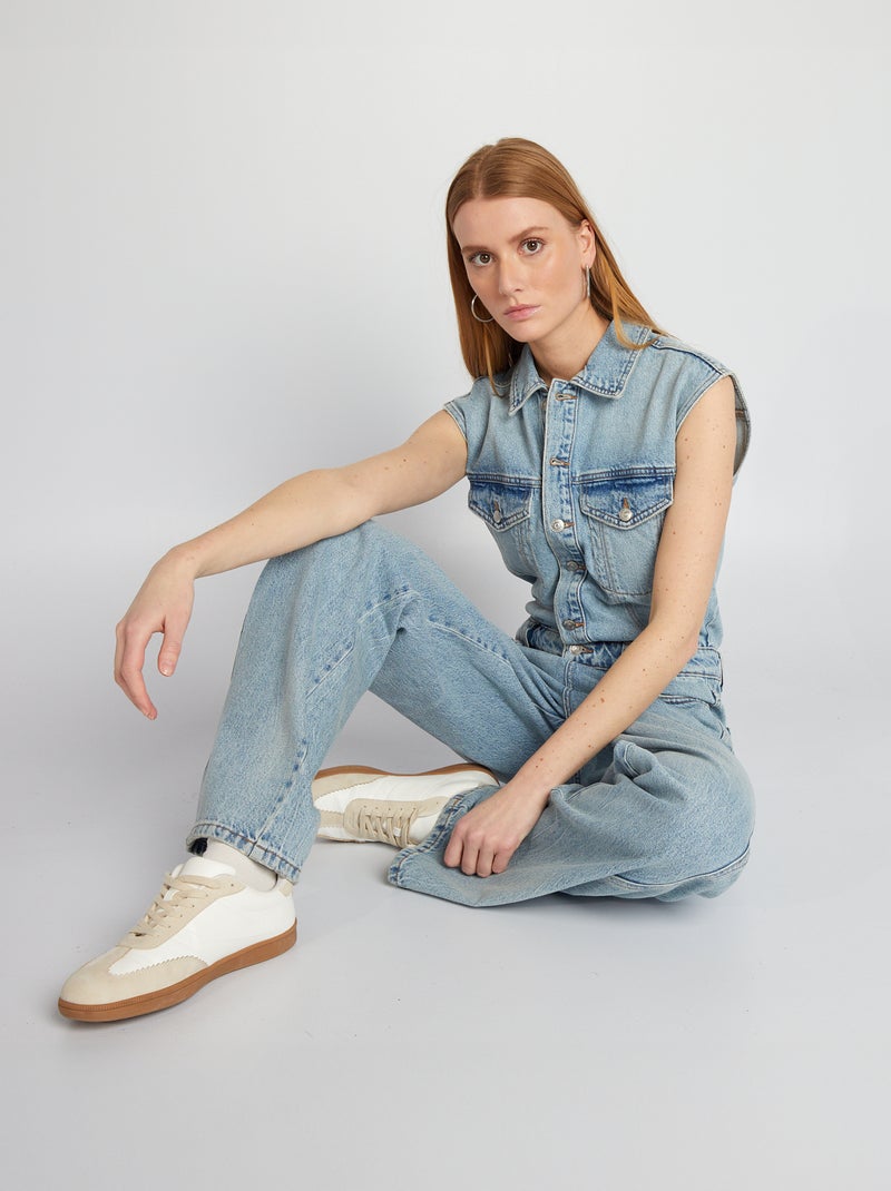 Combinaison en jean sans manches Bleu - Kiabi