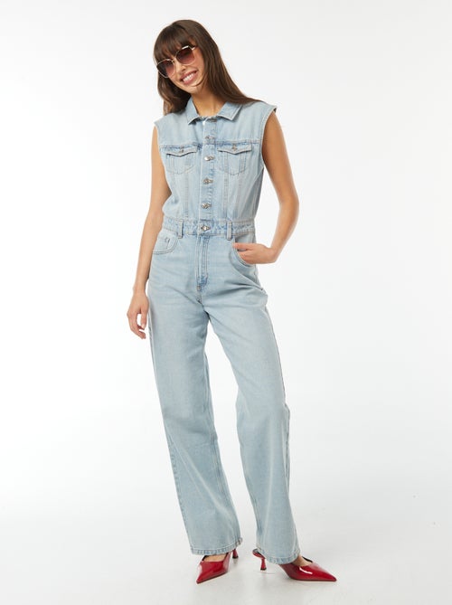 Combinaison en jean sans manches - Kiabi