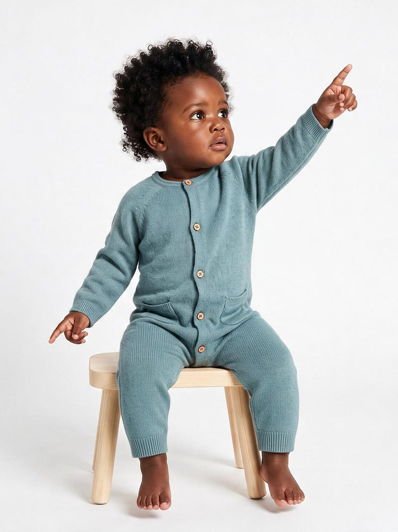 Combinaison en laine et cachemire - Premium Bleu - Kiabi