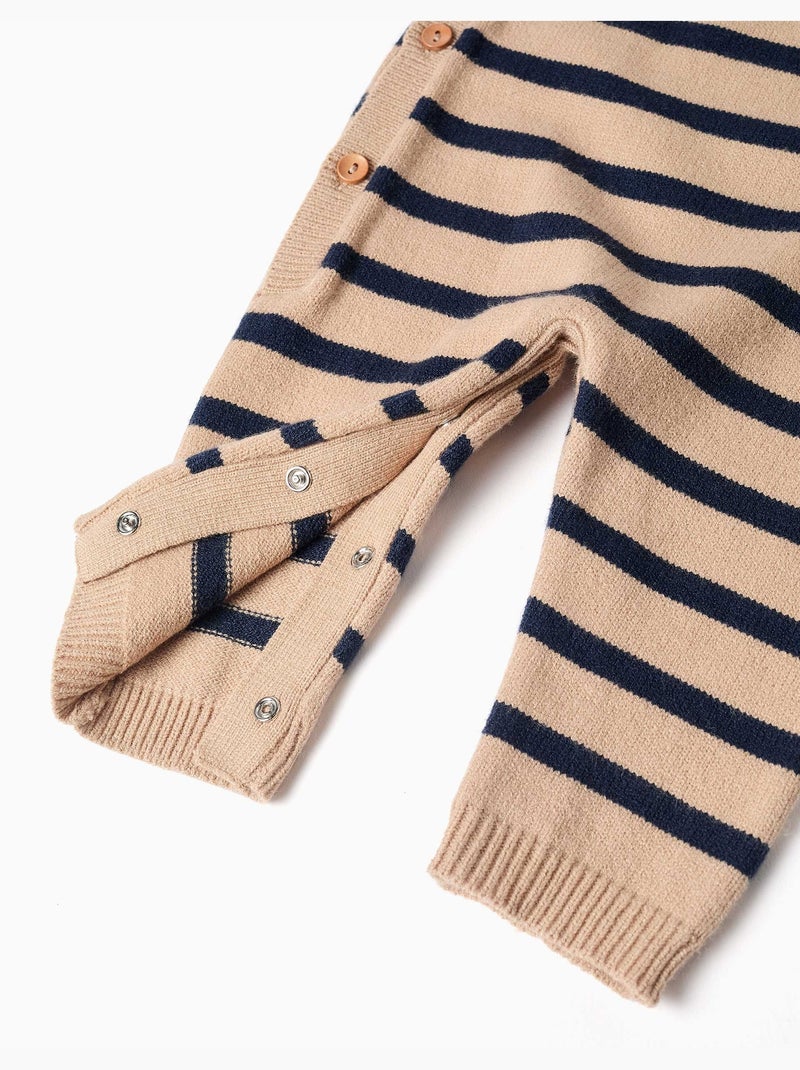 Combinaison en maille à rayures Beige clair - Kiabi