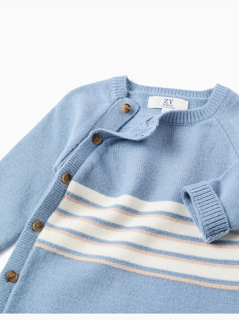 Combinaison en maille à rayures Bleu clair - Kiabi