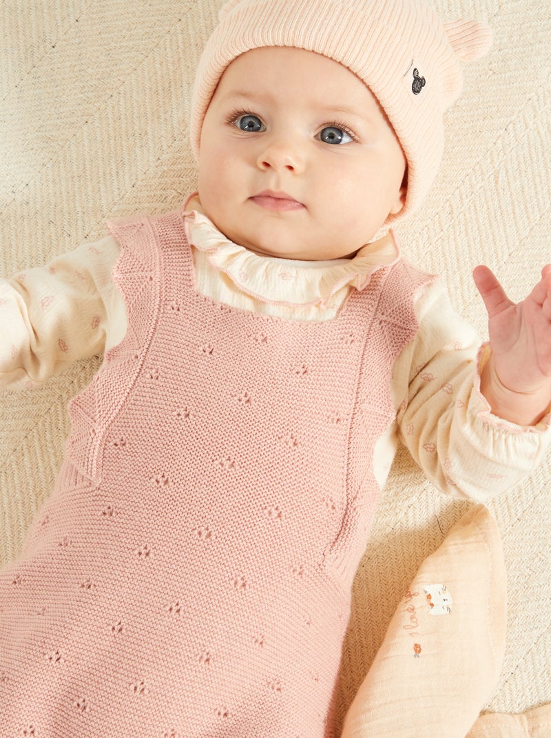 Combinaison en maille ajourée rose - Kiabi