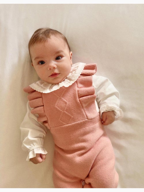 Combinaison en maille avec bretelles à volants - Kiabi