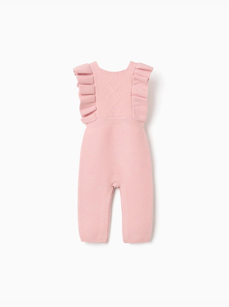Combinaison en maille avec bretelles à volants Rose clair - Kiabi