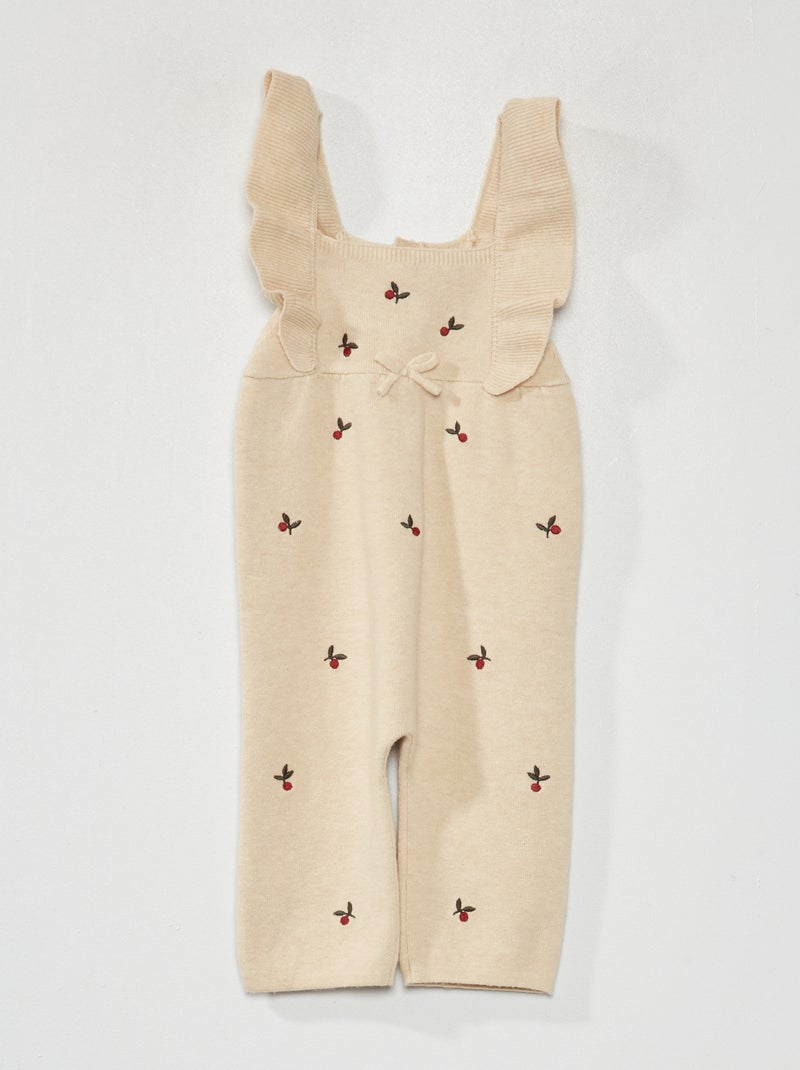 Combinaison en maille avec broderie Beige - Kiabi