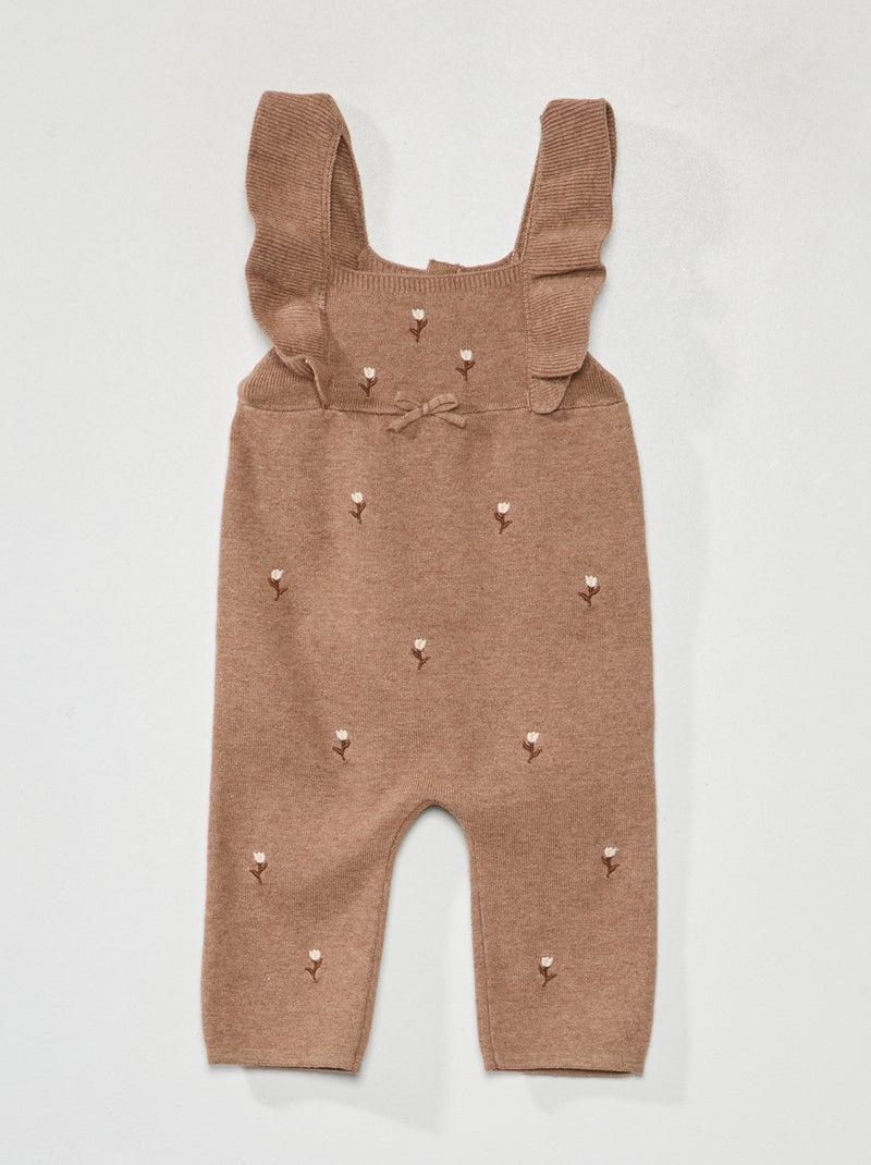 Combinaison en maille avec broderie Marron - Kiabi