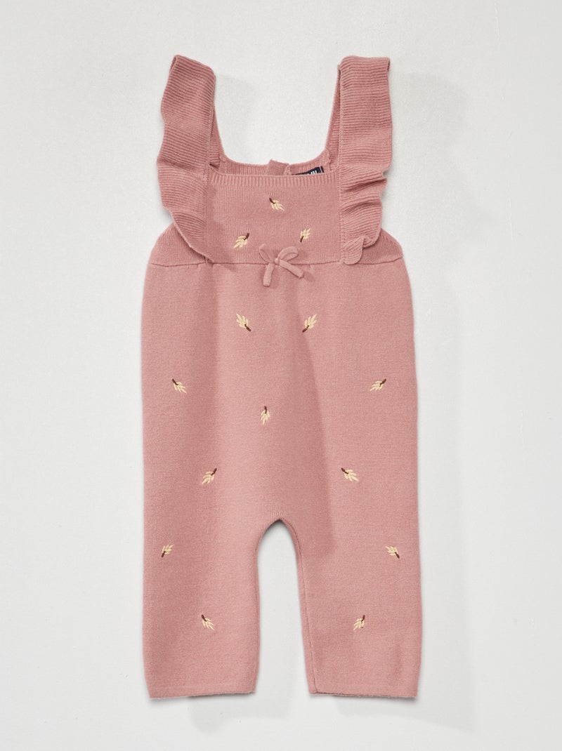 Combinaison en maille avec broderie Vieux rose - Kiabi