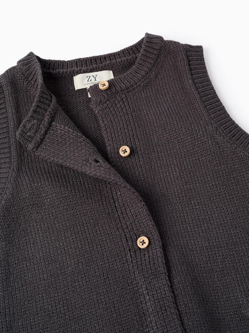 Combinaison en Maille avec Détails en Crochet Gris foncé - Kiabi