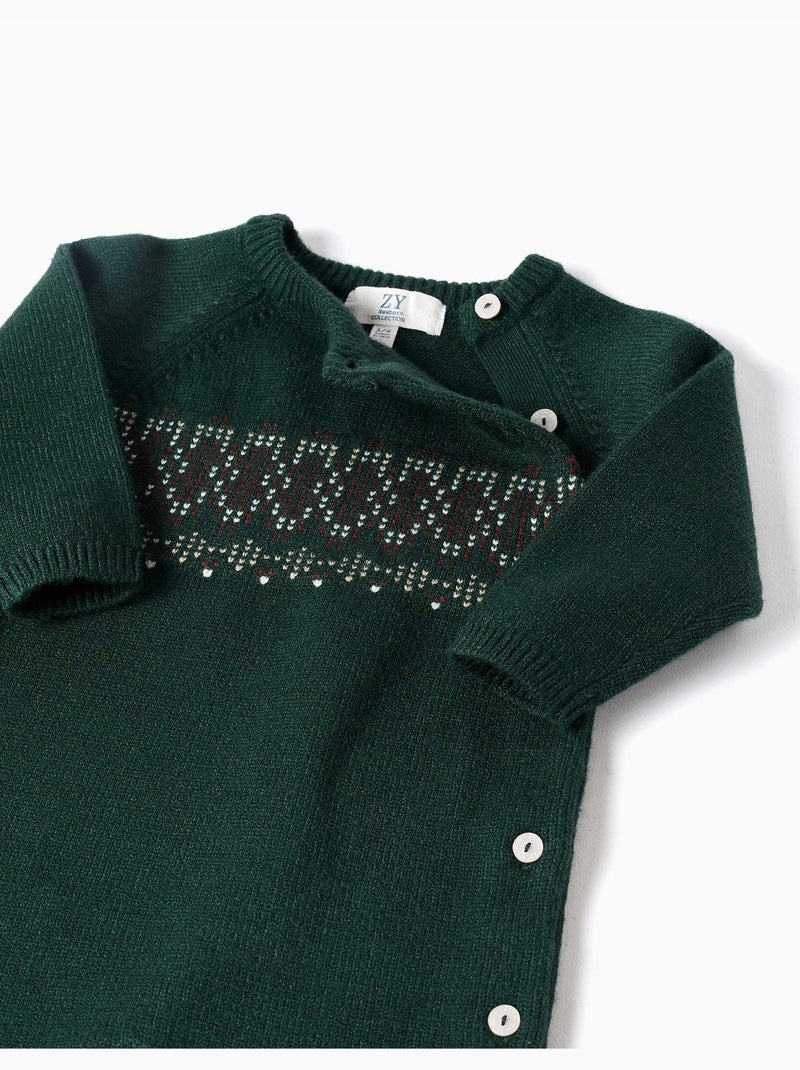 Combinaison en maille avec jacquard Vert foncé - Kiabi