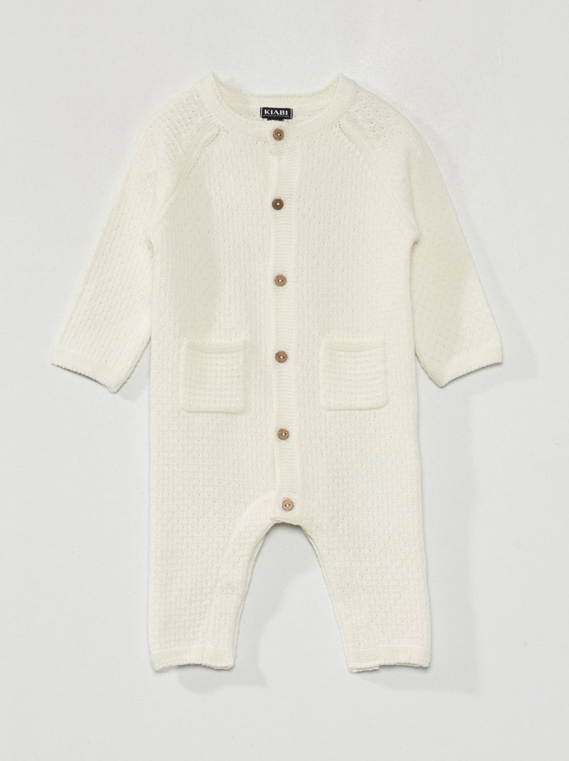 Combinaison en maille tricot blanc - Kiabi
