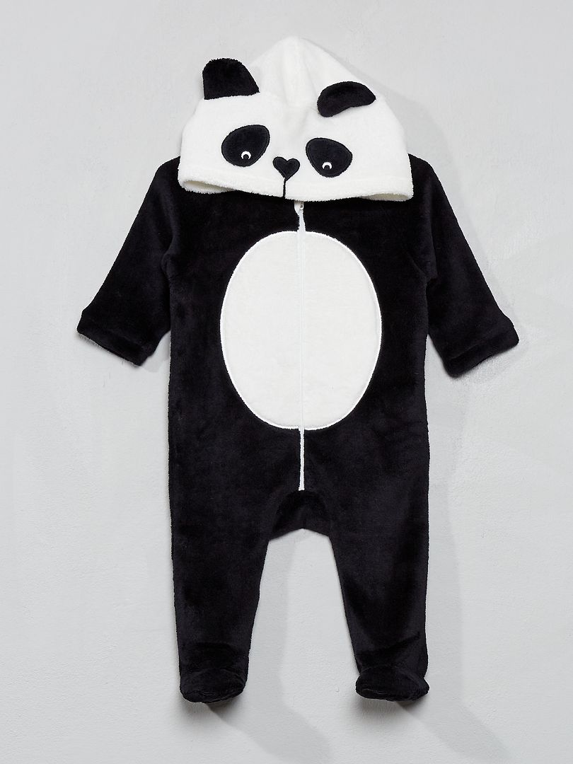 Combinaison en polaire noir panda - Kiabi