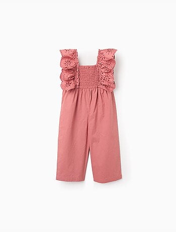 Combinaison en popeline à volants et broderie anglaise