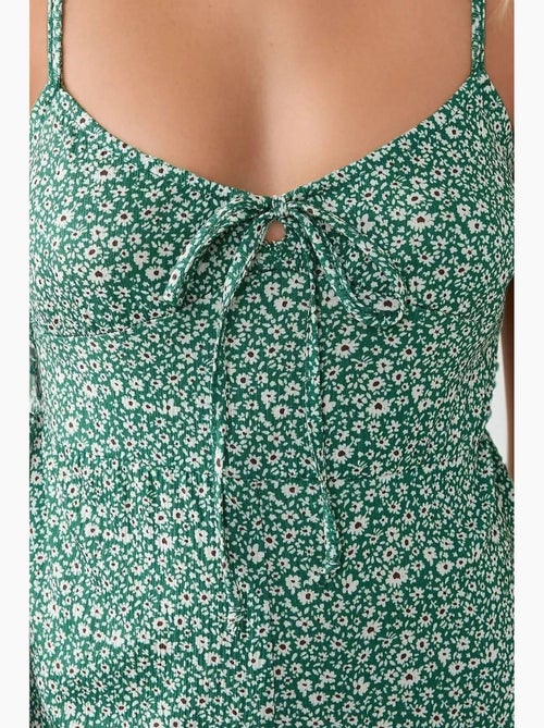 Combinaison en tricot fleuri à jambes larges et col en v hiccup - Kiabi