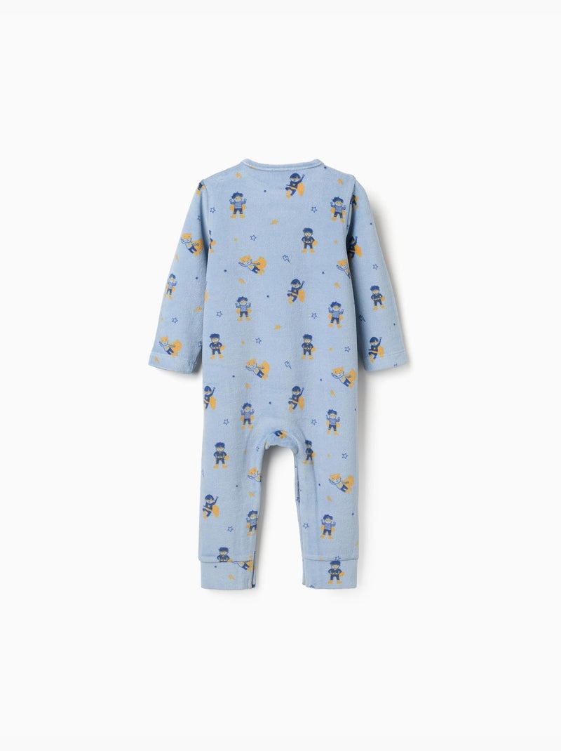 Combinaison en velours à motif super-héros Bleu clair - Kiabi