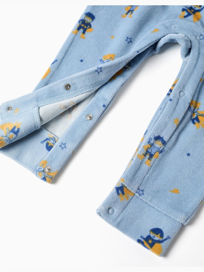 Combinaison en velours à motif super-héros Bleu clair - Kiabi