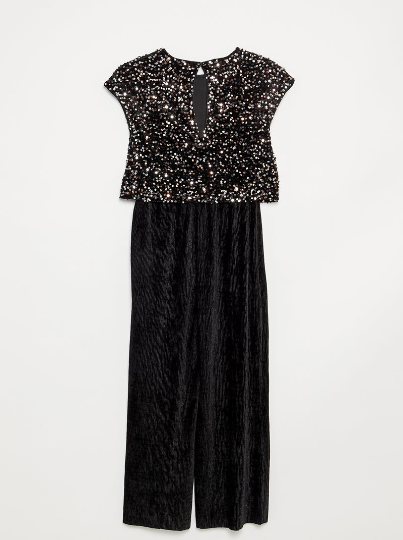 Combinaison en velours avec sequins Noir - Kiabi
