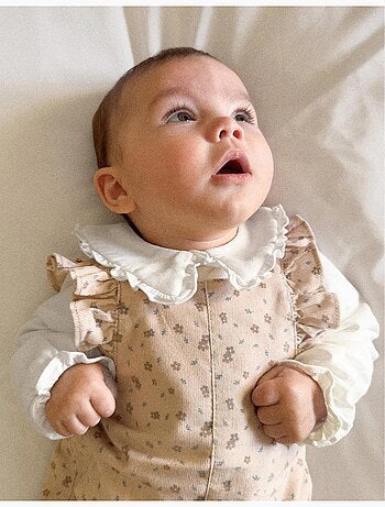 Combinaison en velours côtelé à motif floral