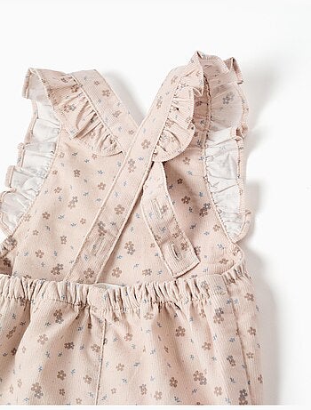 Combinaison en velours côtelé à motif floral