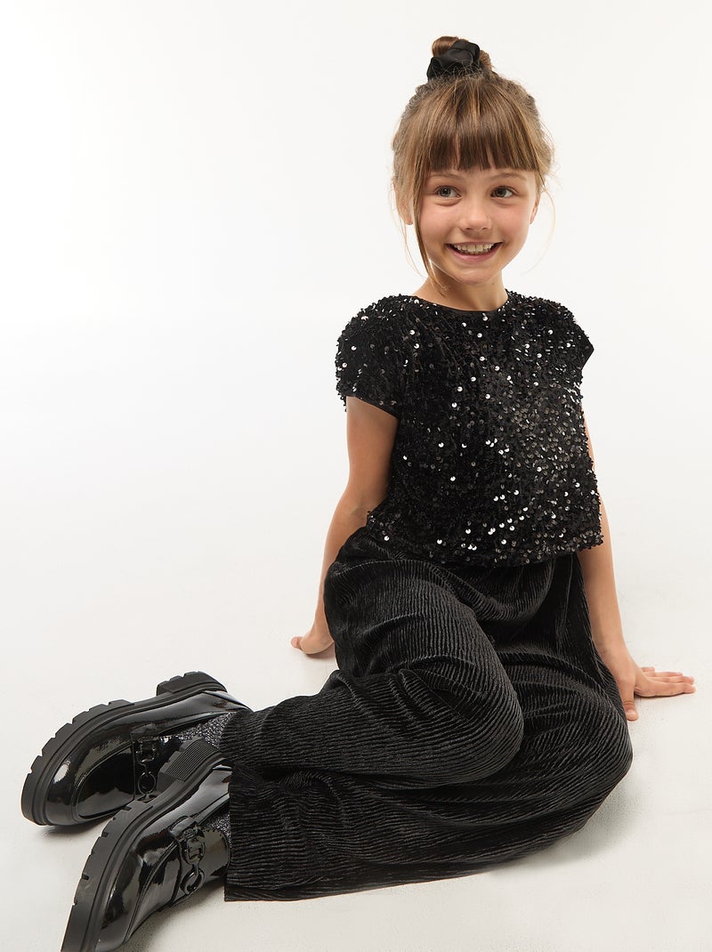 Combinaison en velours sequins Noir - Kiabi