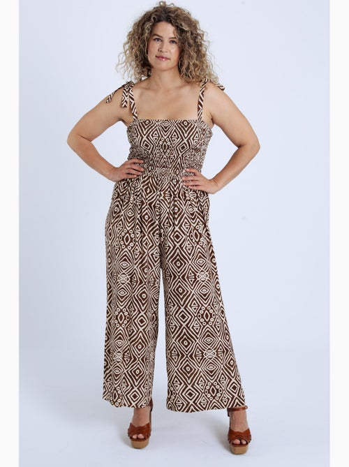 Combinaison en viscose avec smock imprimé ethnique - Kiabi