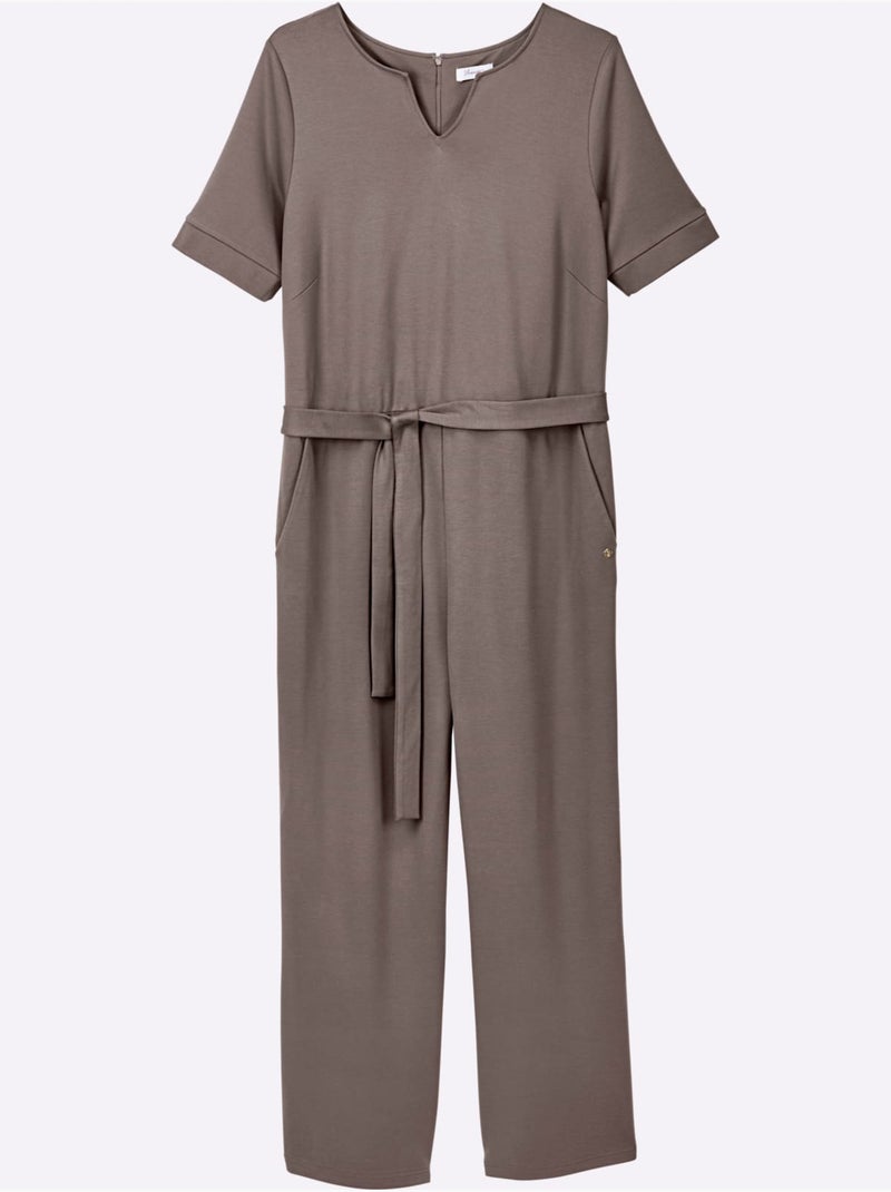 Combinaison Encolure Arrondie Avec Petit V - Taille Standard - Sheego Gris taupe - Kiabi