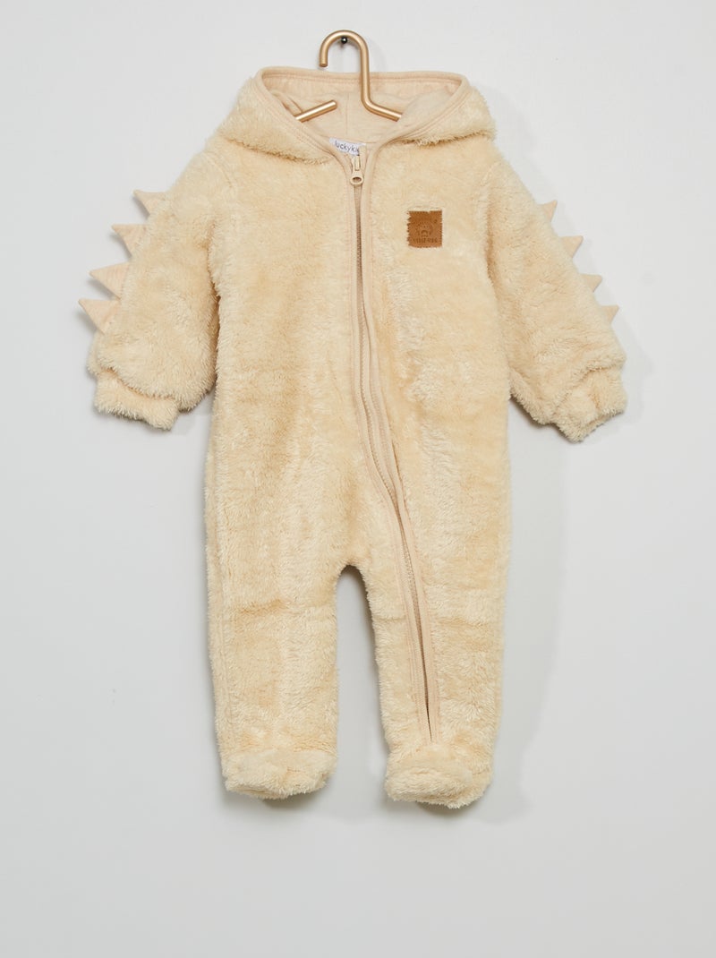 Combinaison fausse fourrure avec pieds beige - Kiabi