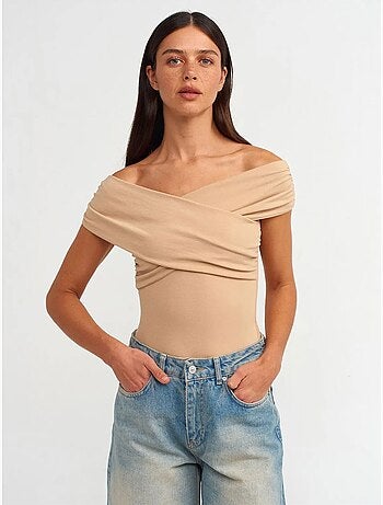 Combinaison femme en maille slim à épaules dénudées dilvin