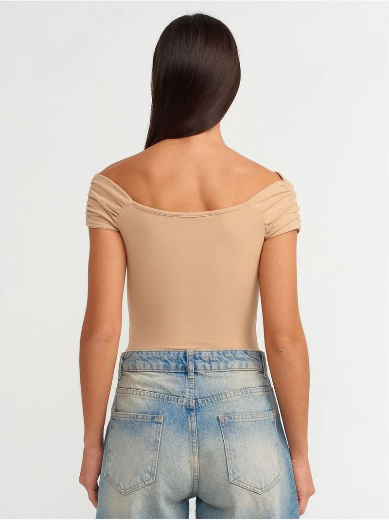 Combinaison femme en maille slim à épaules dénudées dilvin Beige argile - Kiabi